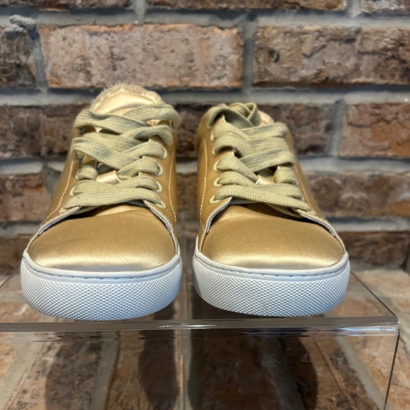 Lola Cruz Wink Gold Satin Sneakers & Crystals - Picture 4 of 11